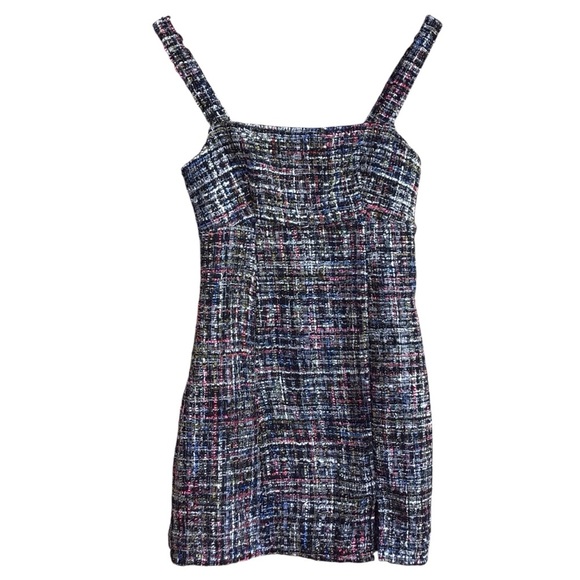 Francesca’s Mi Ami Multi Color Tweed Square Neck Sleeveless Mini Dress N… - Picture 3 of 10
